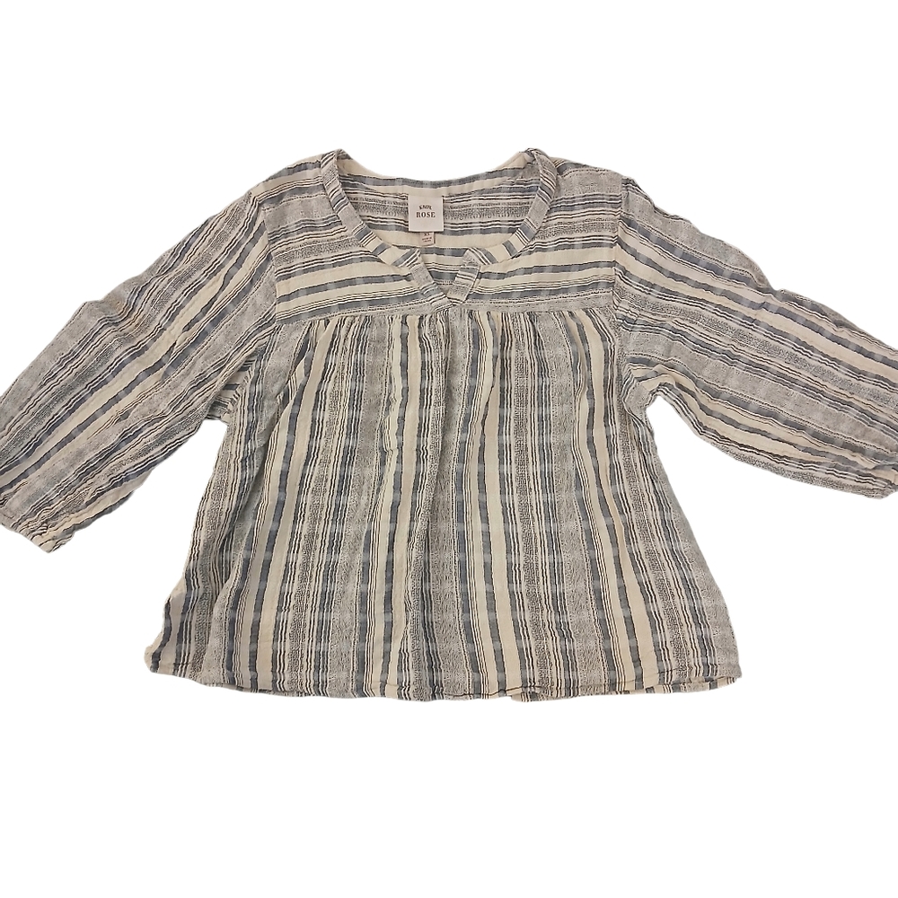 Knox Rose Blouse in Blue Denim and White Stripes